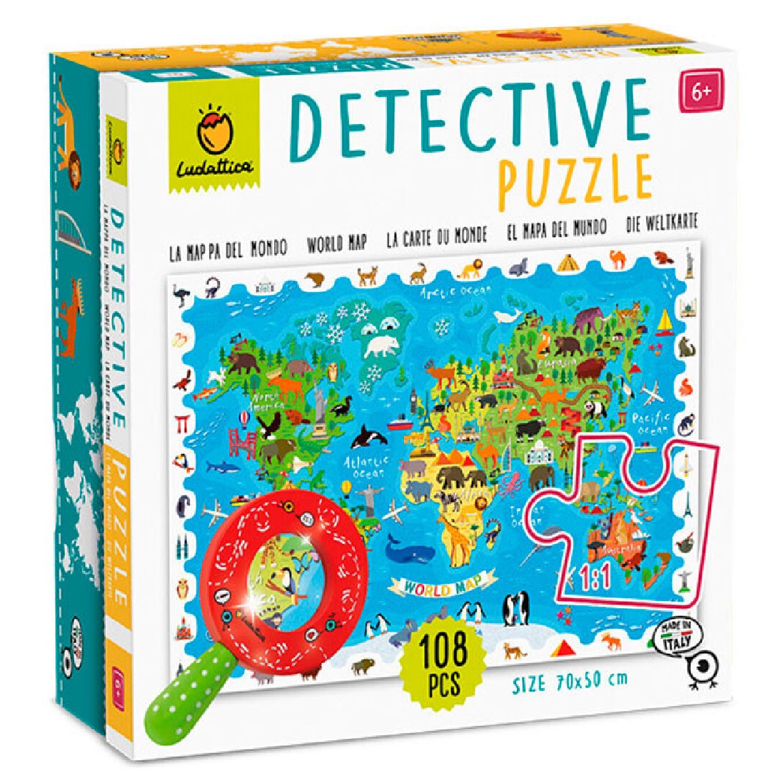 Detective puzzle animales del mundo 108 piezas